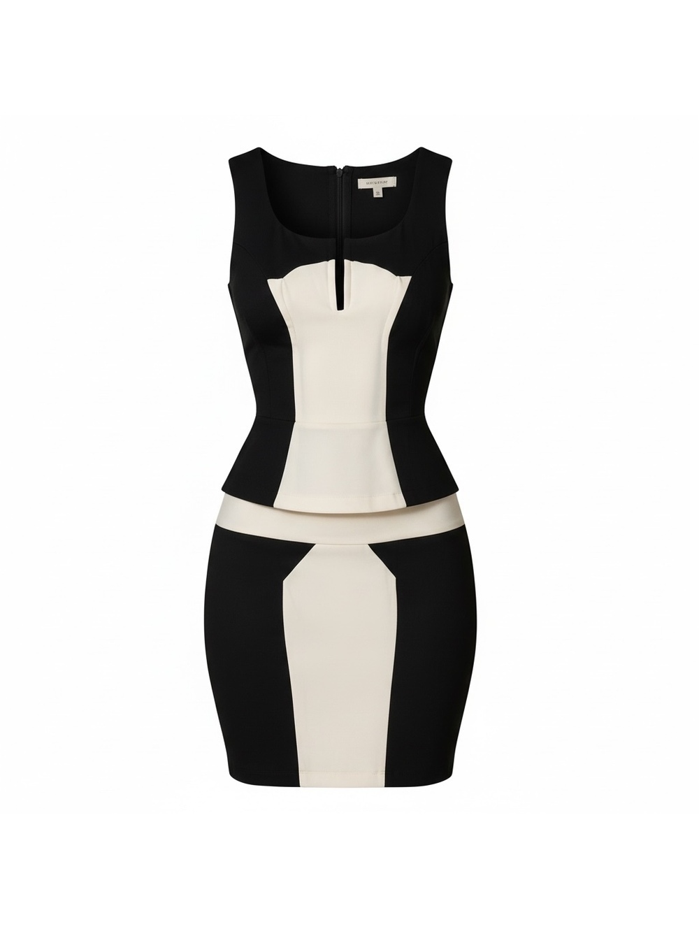 Vintage Cache Black & Ivory Colorblock Peplum Skirt Set